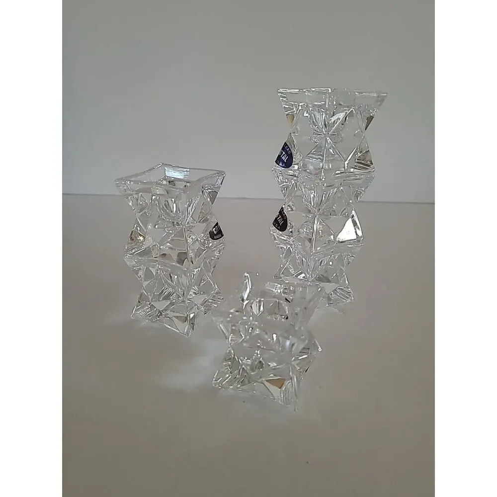 The American Crystal Collection 6 Stackable Candlesticks USA Made